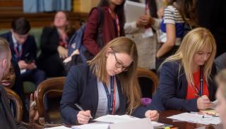 Student working on a document