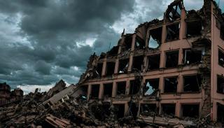 An Image of bombed buildings in Ukraine