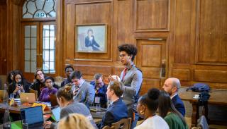 A student speaking at the BISA climate simulation 2024