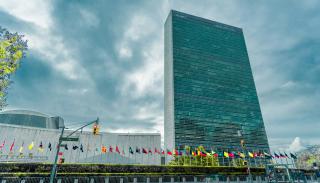 A photograph of the United Nations headquarters building