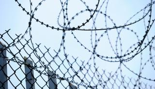 Barbed wire on a border fence