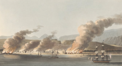 An illustration of the British anti-piracy Gulf military expedition of 1809